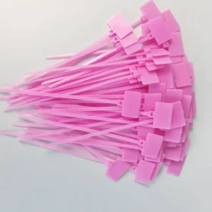 CHINEE WANDU Self Locking Cable Ties 3*100MM Pink and Grey Tag 2.5mm Nylon Material