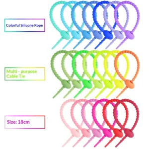 CHINEE WH-HXY-01 180mm Multicolor Silicone Cable Tie Accessory Stationery Lanyard Data Cable Organizer Multi-purpose Wire