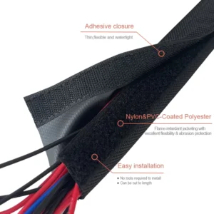 CHINEE Waterproof Wear-resistant Velcro Wrap Cable Sleeve Wire Sleeve Hook and Loop Cable Sleeve Cable Protection Sleeve