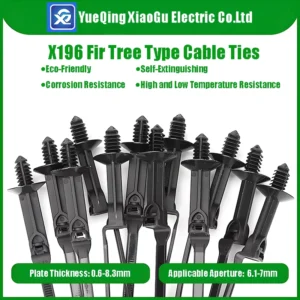 CHINEE X196 Long Foot Fir Tree Cable Tie with 5*195mm Nylon Christmas Tree Zip Tie for 0.6 8.3mm Plate Thickness & 6.1 7.0mm Aperture