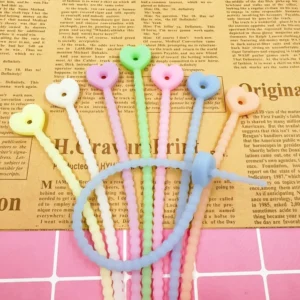 CHINEE taodao Cartoon Fluorescent Heart Shaped Silicone Cable Ties DIY Jewelry Accessories Natural Korean Version Cute Rope
