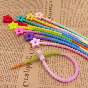 CHINEE taodao Epoxy resin five pointed star gradient silicone cable ties diy jewelry accessories cartoon drawstring Korean version